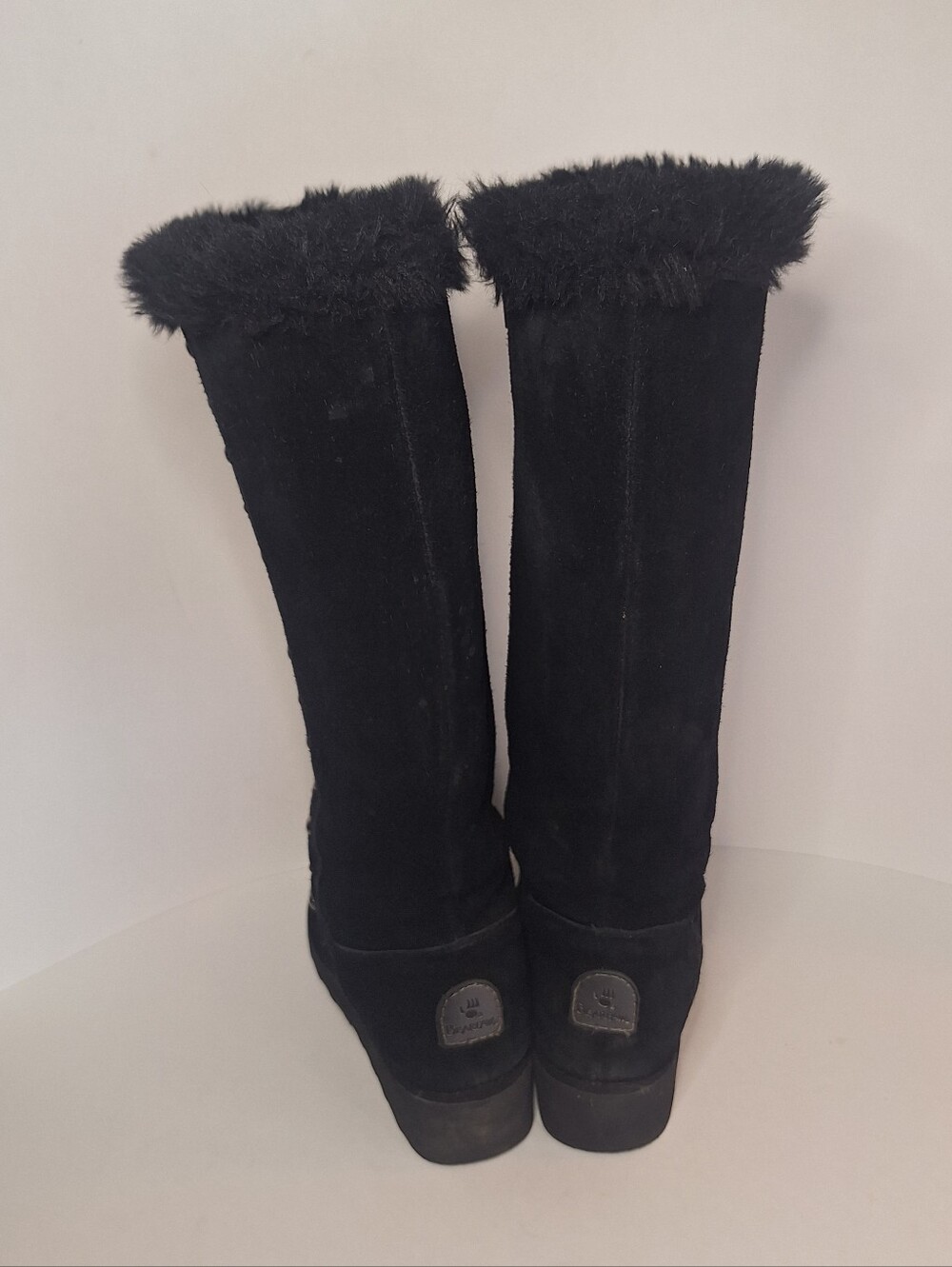 BearPaw Black Tall Faux Fur Winter Boots with Stud Accents Size US 9 Womens - Picture 4 of 9